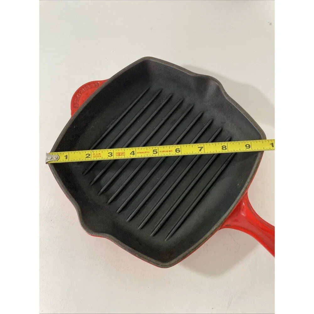 Le Creuset Flame Orange Enameled #20 Cast Iron Square Grill Pan Griddle